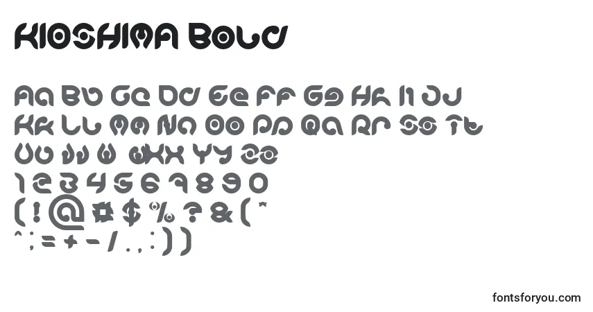 Шрифт KIOSHIMA Bold – алфавит, цифры, специальные символы