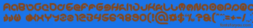 フォントKIOSHIMA Bold – 茶色の文字が青い背景にあります。