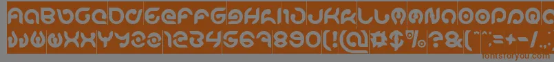 フォントKIOSHIMA Inverse – 茶色の文字が灰色の背景にあります。