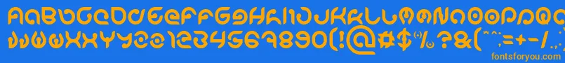 フォントKIOSHIMA Light – オレンジ色の文字が青い背景にあります。