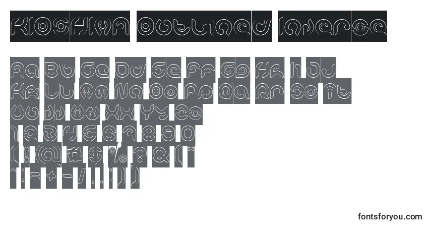 Schriftart KIOSHIMA Outlined Inverse – Alphabet, Zahlen, spezielle Symbole