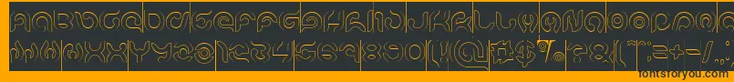 KIOSHIMA Outlined Inverse-Schriftart – Schwarze Schriften auf orangefarbenem Hintergrund