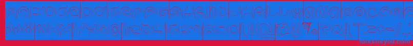 KIOSHIMA Outlined Inverse-fontti – siniset fontit punaisella taustalla