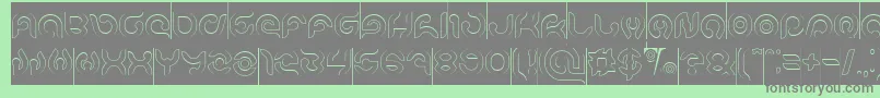 KIOSHIMA Outlined Inverse-Schriftart – Graue Schriften auf grünem Hintergrund