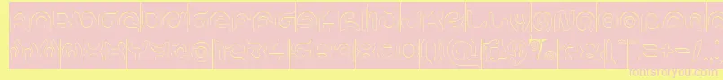 KIOSHIMA Outlined Inverse-Schriftart – Rosa Schriften auf gelbem Hintergrund