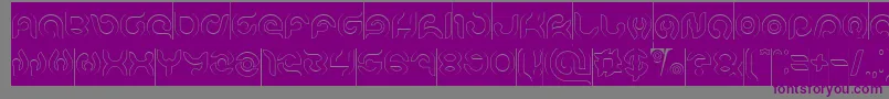 フォントKIOSHIMA Outlined Inverse – 紫色のフォント、灰色の背景