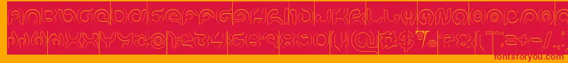 KIOSHIMA Outlined Inverse Font – Red Fonts on Orange Background