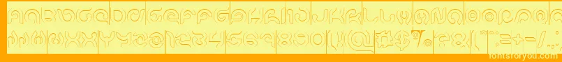fuente KIOSHIMA Outlined Inverse – Fuentes Amarillas Sobre Fondo Naranja