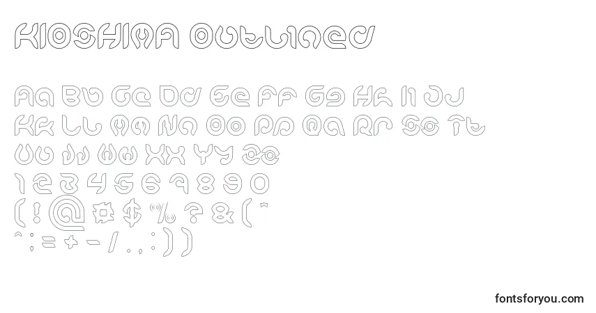 Шрифт KIOSHIMA Outlined – алфавит, цифры, специальные символы