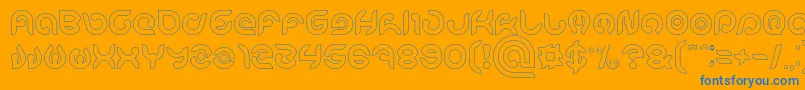 KIOSHIMA Outlined-Schriftart – Blaue Schriften auf orangefarbenem Hintergrund