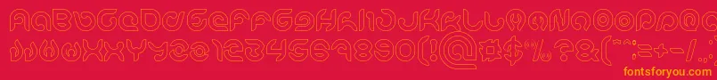 KIOSHIMA Outlined-Schriftart – Orangefarbene Schriften auf rotem Hintergrund