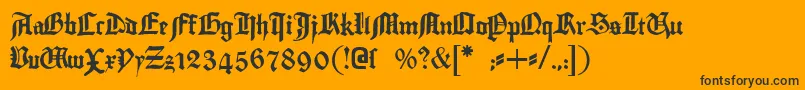 Gutenberg-Schriftart – Schwarze Schriften auf orangefarbenem Hintergrund