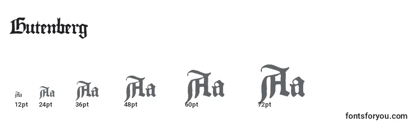 Размеры шрифта Gutenberg