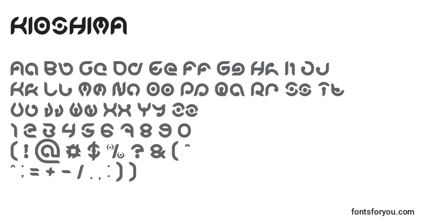 Czcionka KIOSHIMA (131730) – alfabet, cyfry, specjalne znaki