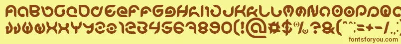 フォントKIOSHIMA – 茶色の文字が黄色の背景にあります。