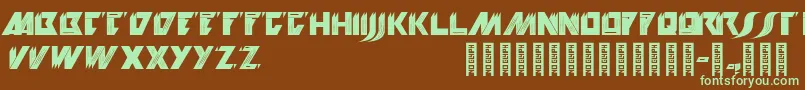 フォントKioskSans – 緑色の文字が茶色の背景にあります。