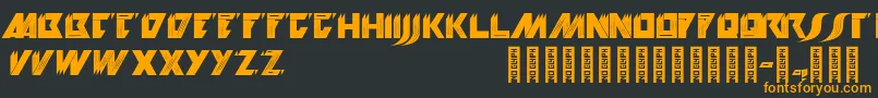 KioskSans-Schriftart – Orangefarbene Schriften auf schwarzem Hintergrund