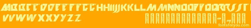 KioskSans-Schriftart – Gelbe Schriften auf orangefarbenem Hintergrund