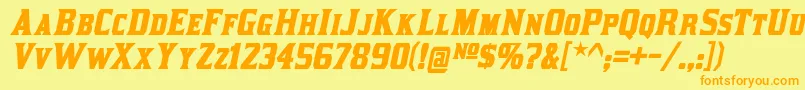 kirsty bd it-Schriftart – Orangefarbene Schriften auf gelbem Hintergrund