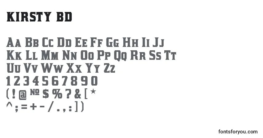 Шрифт Kirsty bd – алфавит, цифры, специальные символы