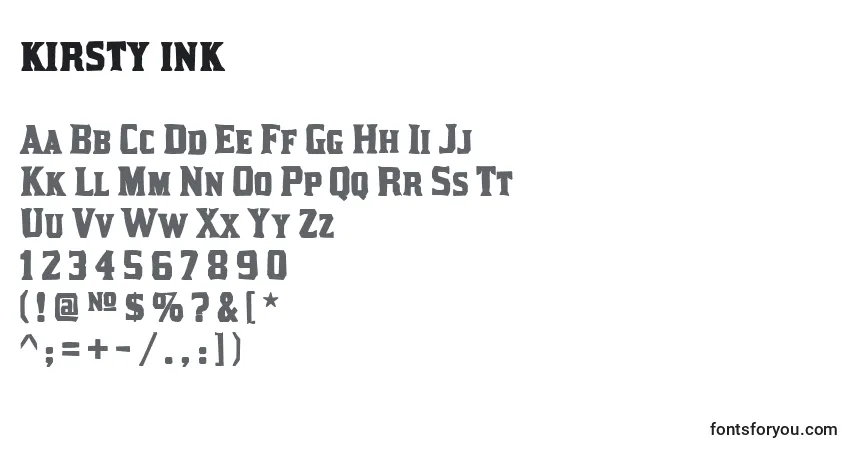 Шрифт Kirsty ink (131737) – алфавит, цифры, специальные символы