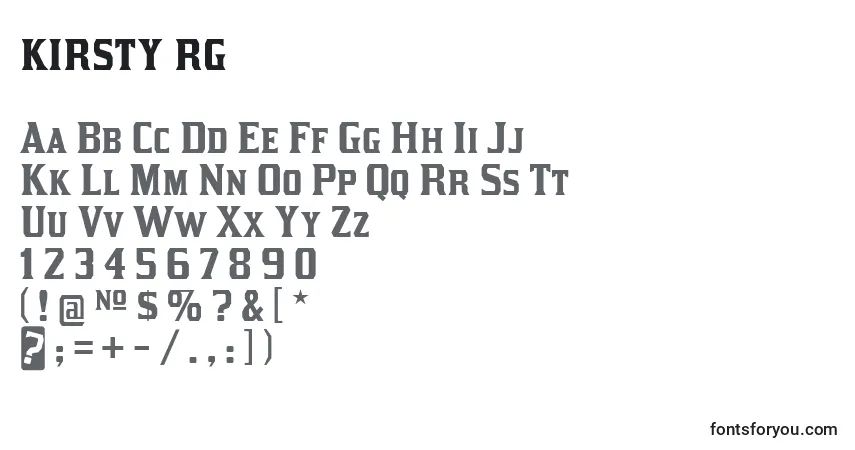 A fonte Kirsty rg – alfabeto, números, caracteres especiais