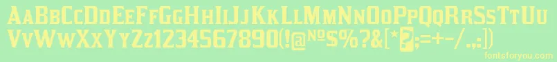 フォントkirsty rg – 黄色の文字が緑の背景にあります