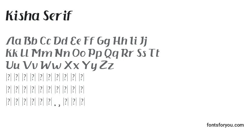 Schriftart Kisha Serif – Alphabet, Zahlen, spezielle Symbole