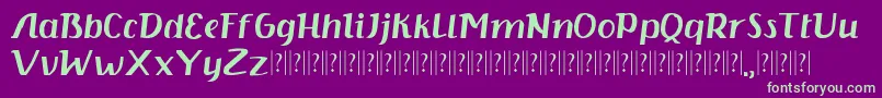 Fonte Kisha Serif – fontes verdes em um fundo violeta