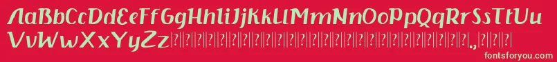 Fonte Kisha Serif – fontes verdes em um fundo vermelho