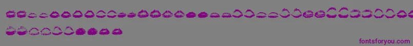 Kiss Kiss  -Schriftart – Violette Schriften auf grauem Hintergrund