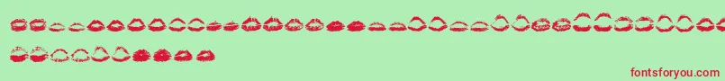 Kiss Kiss   Font – Red Fonts on Green Background