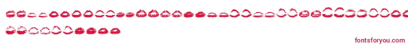 Kiss Kiss  -Schriftart – Rote Schriften auf weißem Hintergrund