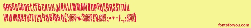 フォントKiss me my darling, kiss me – 赤い文字の黄色い背景