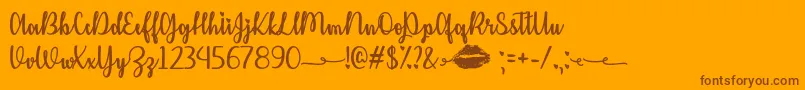 Kiss Me or Not   Font – Brown Fonts on Orange Background