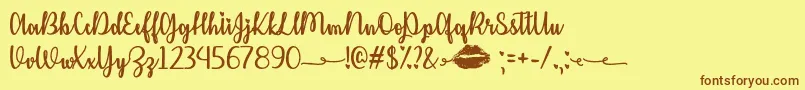 Kiss Me or Not   Font – Brown Fonts on Yellow Background