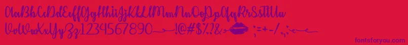 Kiss Me or Not   Font – Purple Fonts on Red Background
