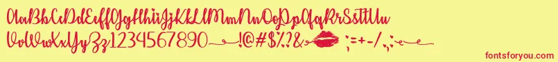Kiss Me or Not   Font – Red Fonts on Yellow Background