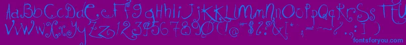 KISSMKMK Font – Blue Fonts on Purple Background
