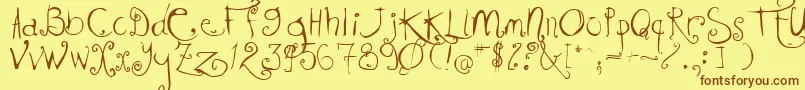 KISSMKMK Font – Brown Fonts on Yellow Background