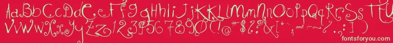KISSMKMK Font – Green Fonts on Red Background