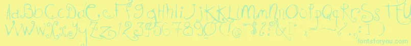 KISSMKMK Font – Green Fonts on Yellow Background