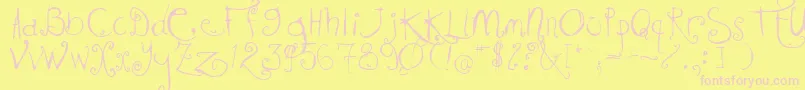 KISSMKMK Font – Pink Fonts on Yellow Background