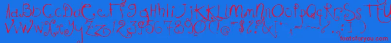 KISSMKMK Font – Red Fonts on Blue Background