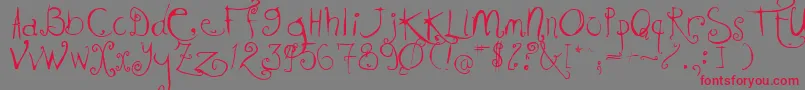 フォントKISSMKMK – 赤い文字の灰色の背景