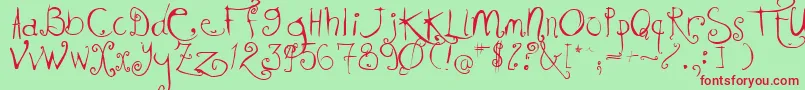 KISSMKMK Font – Red Fonts on Green Background