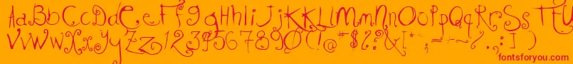 KISSMKMK Font – Red Fonts on Orange Background