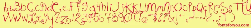 KISSMKMK Font – Red Fonts on Yellow Background