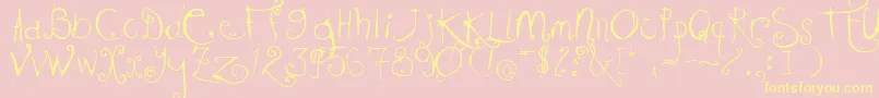 KISSMKMK Font – Yellow Fonts on Pink Background