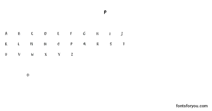 Czcionka Kitadari Personal use – alfabet, cyfry, specjalne znaki